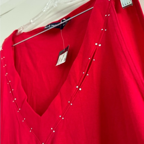 (NWT) DEREK HEART Women's PLUS Red Casual Pullover Beaded Tank Blouse-Size 3X - Picture 4 of 6